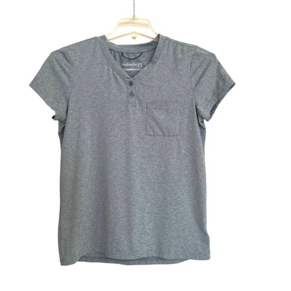 Avalanche Outdoor Supply Co Womens Medium Henley Short Sleeve Shirt‎ Blue Grey